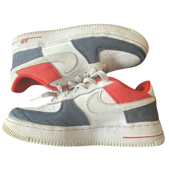 Nike Air Force 1 low: White and Red Sneakers with Grey Accents size 4.5 - Picture 2 of 7